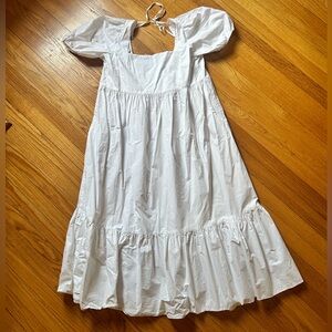 H&M White Puffy Sleeves Tiered Maxi Dress Size Small